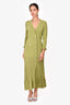 Sandro Green Ribbed Ruffle Maxi Dress Size 40