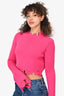 The Attico Hot Pink Distressed Flare Sleeve Cropped Sweater Size XS