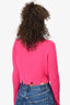 The Attico Hot Pink Distressed Flare Sleeve Cropped Sweater Size XS