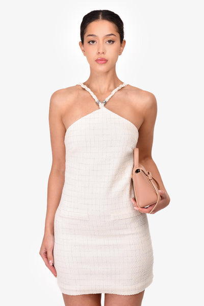 Maje Cream Tweed Braided Strap Mini Dress Size 34 – Mine & Yours
