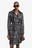 Burberry Black/White Belted Trench Coat Size 10