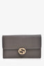Gucci Grey Leather Dollar G Interlocking Wallet on Chain