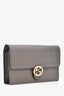 Gucci Grey Leather Dollar G Interlocking Wallet on Chain