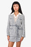 Maje White/Navy Blue Tweed Blazer + Shorts Size 38 Set