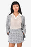 Maje White/Navy Blue Tweed Blazer + Shorts Size 38 Set