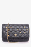 Pre-Loved Chanel™ 2018-19 Black Lambskin Quilted Studded Lucky Charm Wallet On Chain