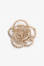 Pre-Loved Chanel™ Gold Tone Pearl Crystal Lace Camellia Brooch