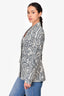 Escada Navy & White Printed Single Breasted Blazer Size 36