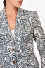 Escada Navy & White Printed Single Breasted Blazer Size 36