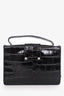 Jimmy Choo Black Crocodile Embossed Leather Rebel Crossbody Bag