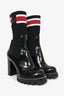 Louis Vuitton Black Patent Leather Chunky Sock Boot Size 37
