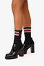 Louis Vuitton Black Patent Leather Chunky Sock Boot Size 37