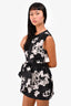 Giambattista Black Floral Silk/Cotton Sleeveless Bow Mini Dress Size S