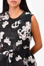 Giambattista Black Floral Silk/Cotton Sleeveless Bow Mini Dress Size S