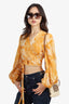 Zimmermann Yellow/White Mae Palm-print Cotton Cropped Top Size 2