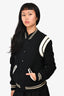 Saint Laurent Black/White Wool/Leather Bomber Jacket Size 48 Mens
