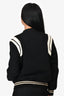 Saint Laurent Black/White Wool/Leather Bomber Jacket Size 48 Mens