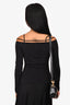 Jacquemus Black Cotton Gold Logo Emblem Cold Shoulder Top Size S