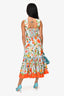 Cara Cara Blue/Orange Floral Printed Maxi Dress Size 4