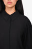 Les Coyotes De Paris Black Puff Sleeve Button Up Top Size 38