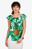 Dolce & Gabbana Green/White Banana Leaf Sequinned Pineapple Top Size 38