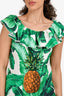 Dolce & Gabbana Green/White Banana Leaf Sequinned Pineapple Top Size 38