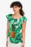 Dolce & Gabbana Green/White Banana Leaf Sequinned Pineapple Top Size 38