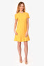 Valentino Yellow Wool/Silk Mini Peplum Dress Size 40