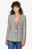 Maje Grey/Yellow Checked Patterned Blazer Jacket Size 38
