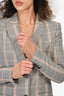 Maje Grey/Yellow Checked Patterned Blazer Jacket Size 38