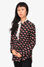 Sandro Black/Red Heart Printed Bow Detailed Shirt Size 3