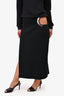Mugler Black/Silver Belted Cut-Out Detail Midi Skirt Size 42