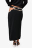 Mugler Black/Silver Belted Cut-Out Detail Midi Skirt Size 42