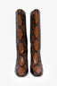 Jimmy Choo Black/Brown Snakeskin Leather Heeled Square Toe Boots Size 38