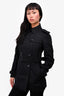 Burberry London Black Double Breasted Trench Coat with Belt Size 2