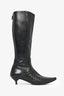Bottega Veneta Black Leather Knee High Kitten Heel Boots Size 36.5