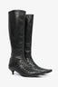 Bottega Veneta Black Leather Knee High Kitten Heel Boots Size 36.5