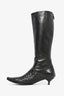 Bottega Veneta Black Leather Knee High Kitten Heel Boots Size 36.5