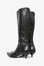 Bottega Veneta Black Leather Knee High Kitten Heel Boots Size 36.5