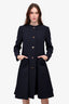 Lanvin Navy Wool Cinch Waisted Coat Size 38