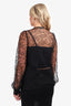 Emilio Pucci Black Lace Bow Button-Down Top Size 10