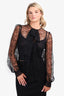 Emilio Pucci Black Lace Bow Button-Down Top Size 10