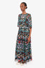 Monique Lhullier Black Floral Maxi Dress Size 8