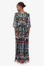 Monique Lhullier Black Floral Maxi Dress Size 8