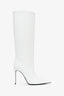 Retrofête 2024 White Leather Knee High 'Frida' Heeled Boots Size 38.5