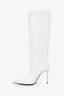 Retrofête 2024 White Leather Knee High 'Frida' Heeled Boots Size 38.5
