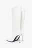 Retrofête 2024 White Leather Knee High 'Frida' Heeled Boots Size 38.5