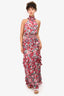 Elliatt Purple Floral High Neck Tiered Maxi Dress Size S