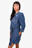 Retrofete Blue Denim Puff Shouldered Mini Dress with Belt Size S