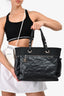 Pre-Loved Chanel™ 2012 Black Leather/Canvas 'Paris Biarritz' Tote Bag